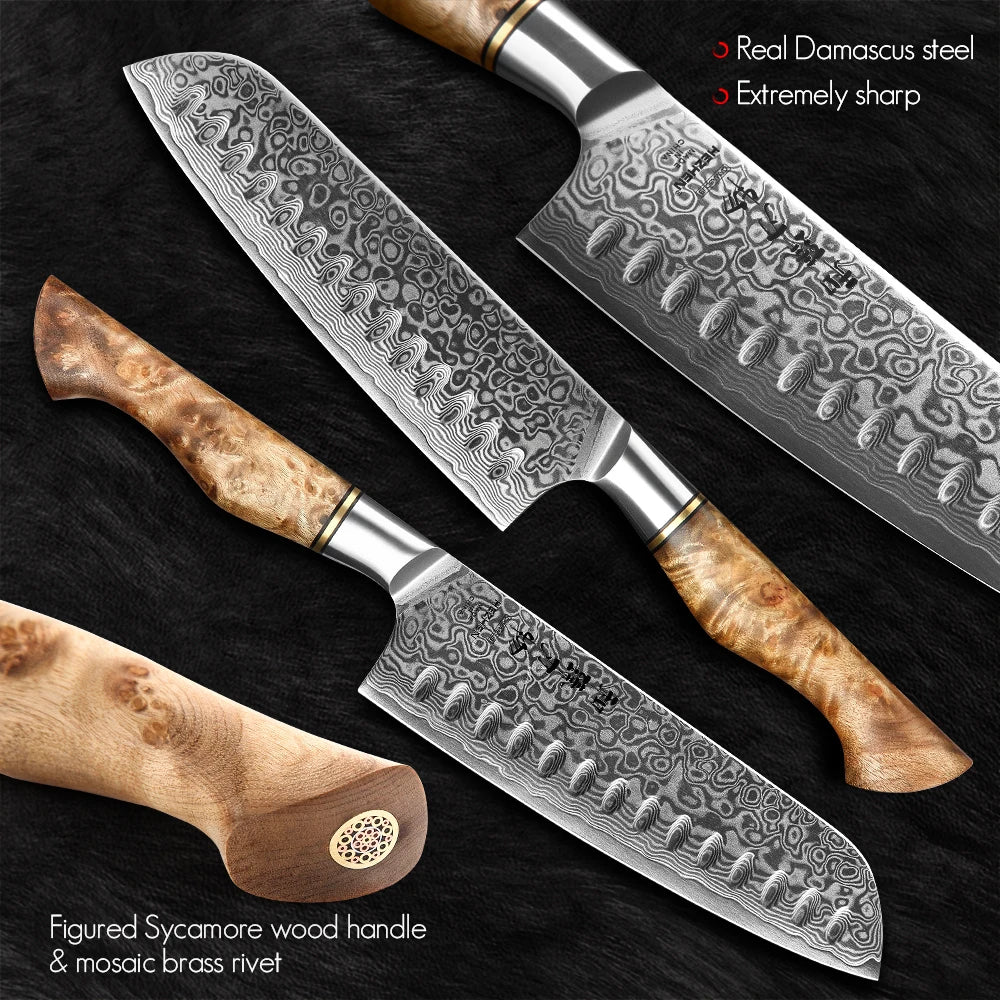 HEZHEN Profi-Messer-Set – Damaststahl Küchenmesser für Präzision & Schärfe