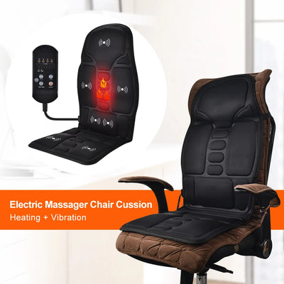Elektrisches Massagekissen mit Wärme und Vibration – Rückenmassageauflage für Auto, Zuhause und Büro