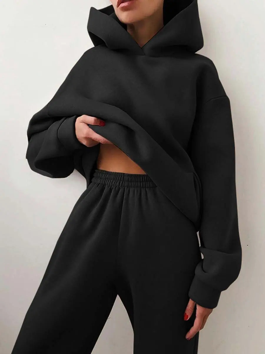 Damen Tracksuit Sportanzug Casual Hoodie Sweatshirt und Jogginghose Harajuku Kleidung