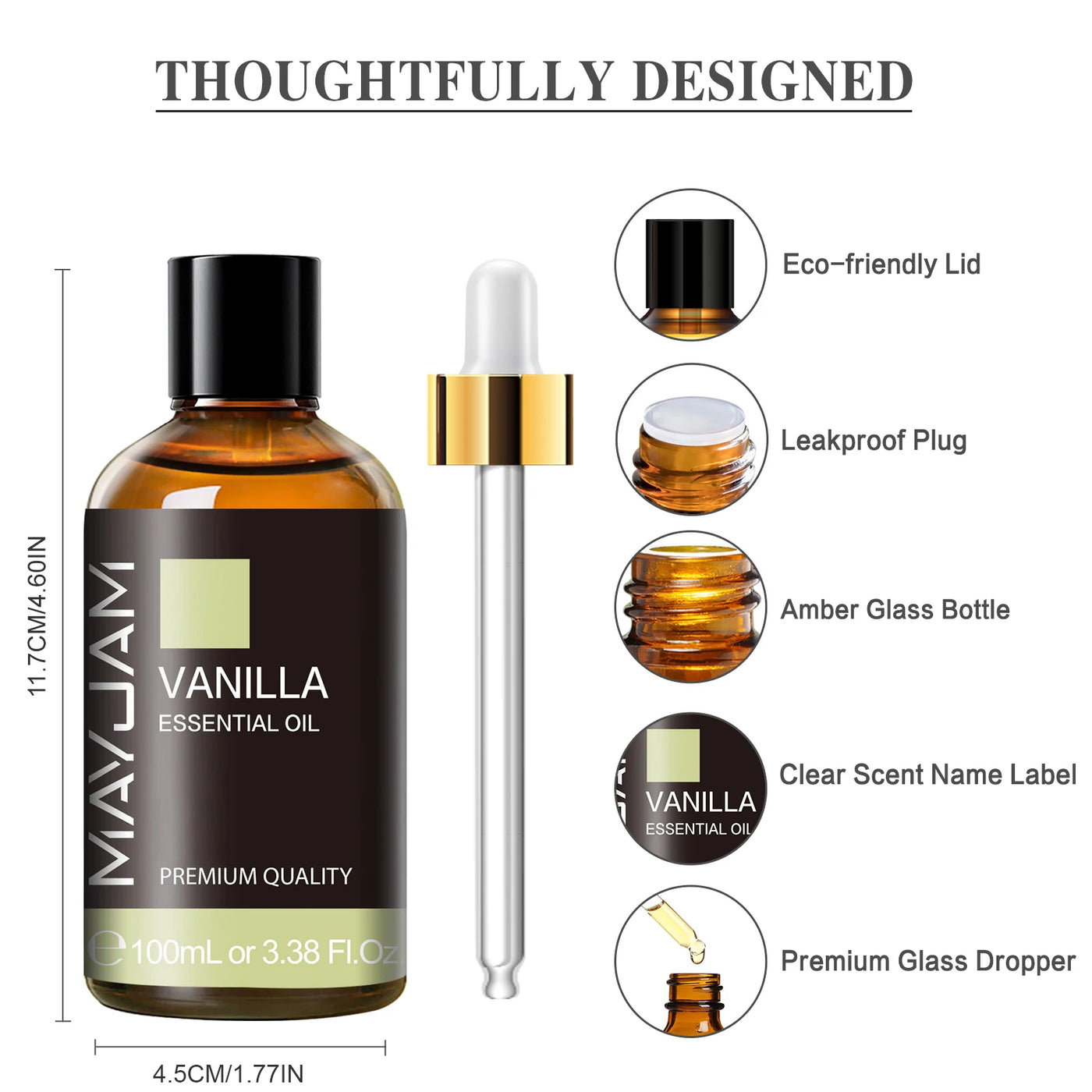 MAYJAM 100ML Ätherisches Öl – Vanille, Lavendel, Minze, Bergamot & Rose für Diffusor & Luftbefeuchter
