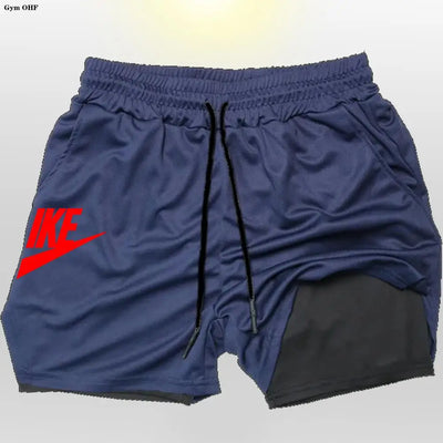 Herren 2-in-1 Sportshorts Doppellagig Sommer Fitness Jogging Running Trainingsshorts Elastisch