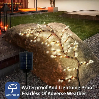 Solarbetriebene Rattan-Weidenzweig-Lichterkette mit 72 LEDs für Hochzeits- und Wohnraumdekoration