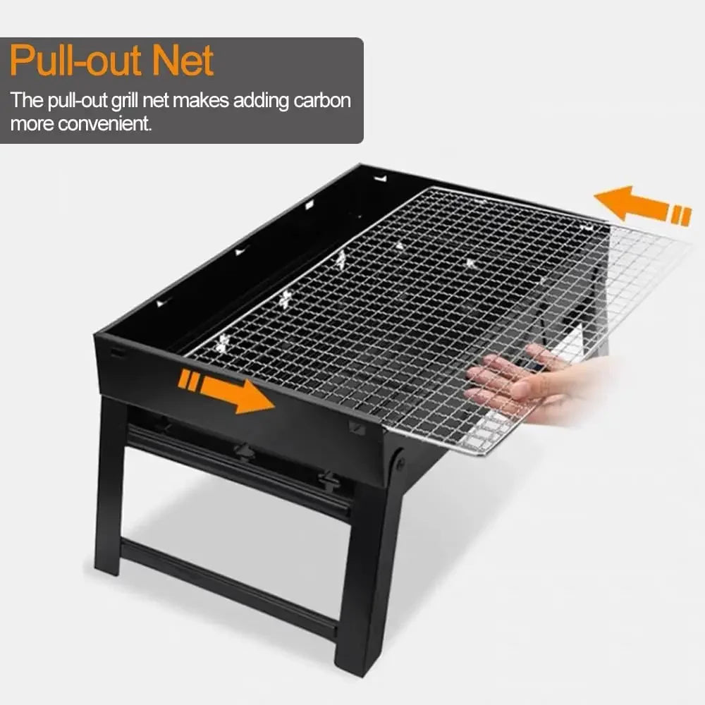 Tragbarer Klappbarer BBQ Grill aus Edelstahl für Outdoor, Reisen und Picknick