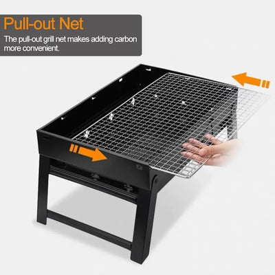 Tragbarer Klappbarer BBQ Grill aus Edelstahl für Outdoor, Reisen und Picknick