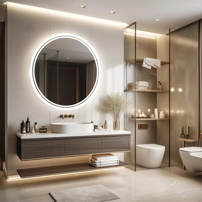 HD Smart Badezimmerspiegel mit LED-Beleuchtung – Rund, Wandmontage, Beleuchteter Spiegel