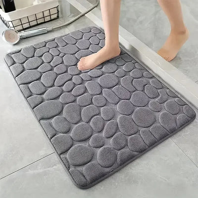 3D Anti-Rutsch Badematte – Kieselstein-Design, saugfähig, waschmaschinenfest & schnelltrocknend