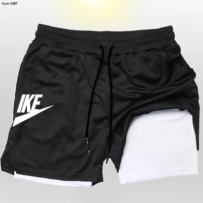 Herren 2-in-1 Sportshorts Doppellagig Sommer Fitness Jogging Running Trainingsshorts Elastisch