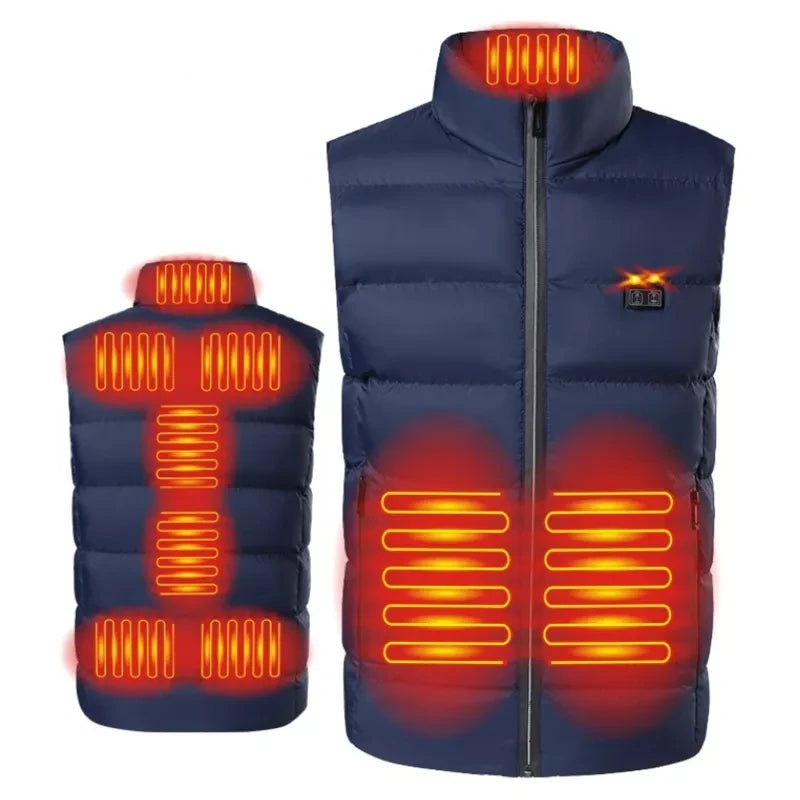 Beheizte Weste mit 9 Zonen – USB-Winterjacke für Herren, ideal für Outdoor-Aktivitäten
