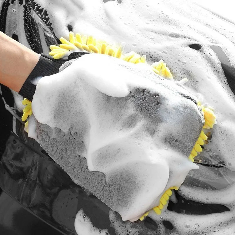1PCS Wasserdichter Mikrofaser-Autowaschhandschuh – Doppelseitiger Reinigungshandschuh für Auto & Pflege
