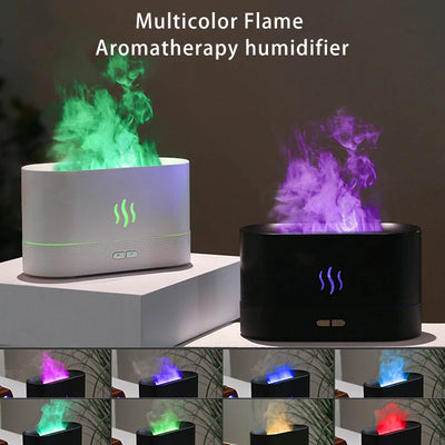 Tragbarer Cool Mist USB Luftbefeuchter mit LED-Farbwechsel, H2O Luftbefeuchter mit Flammen-Effekt, Aroma Diffusor für ätherische Öle.