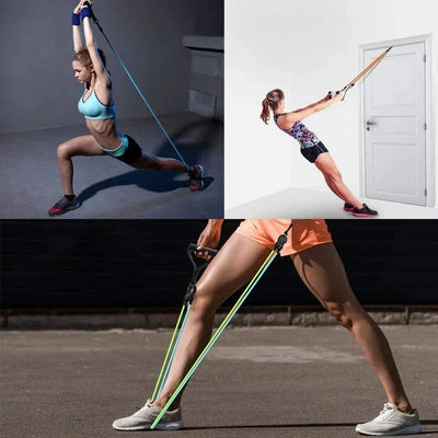 3-Level Widerstands-Yoga-Bänder mit Griffen – Gummitube für Fitness & Muskeltraining