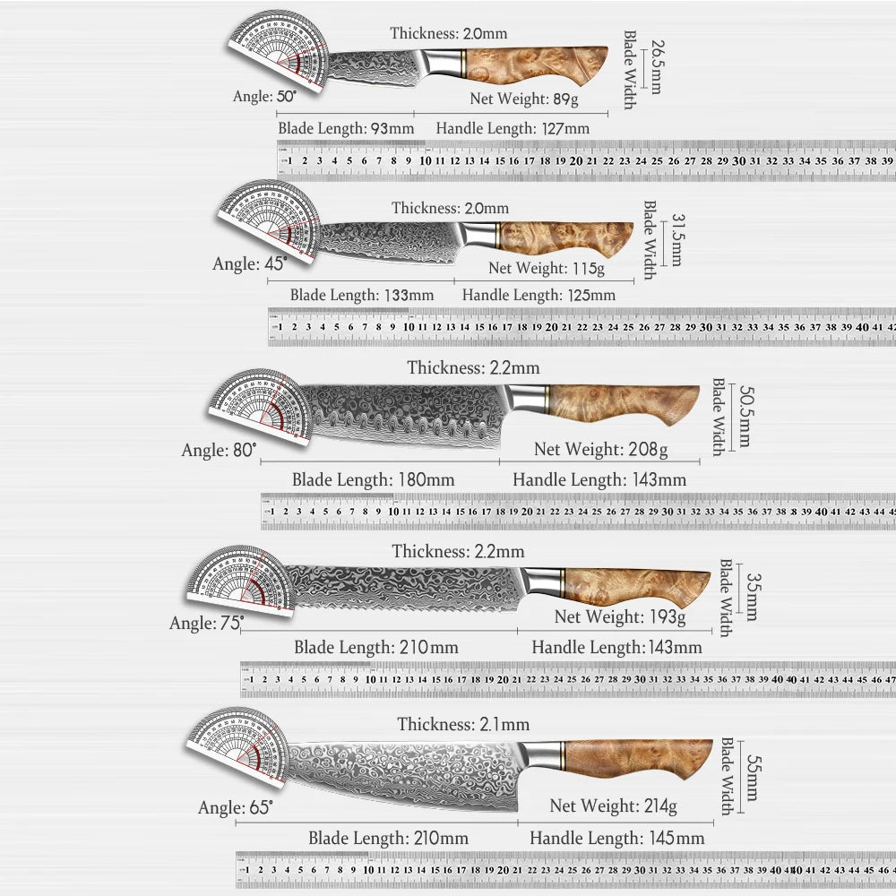 HEZHEN Profi-Messer-Set – Damaststahl Küchenmesser für Präzision & Schärfe