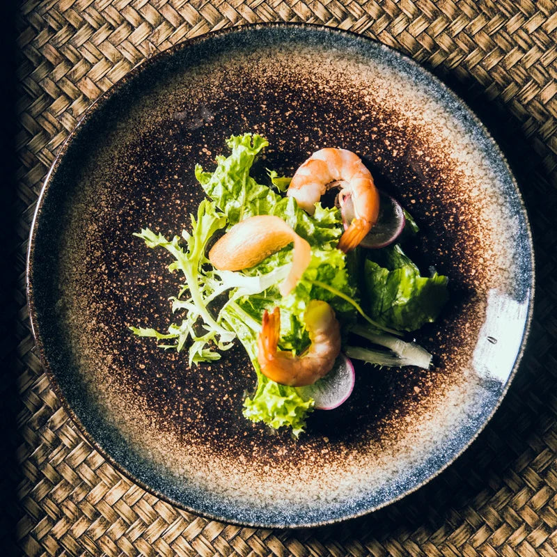 Japanischer Keramik-Servierteller für Steak und Frühstück
