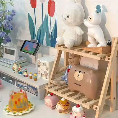 Holzregal mit 2 Ebenen - Schreibtisch-Organizer-Regal