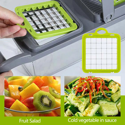 Multifunktionaler Gemüseschneider – Obst- und Kartoffelschäler, Karottenreibe, Küchenzubehör mit Korb