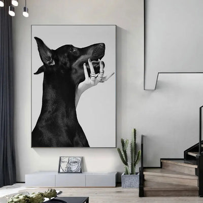Elegante Dobermann-Wandkunst: Luxus-Tierportrait für stilvolle Wohnräume
