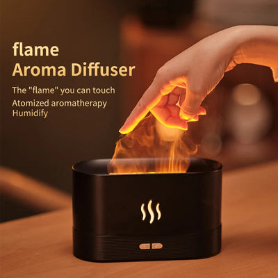 Tragbarer Cool Mist USB Luftbefeuchter mit LED-Farbwechsel, H2O Luftbefeuchter mit Flammen-Effekt, Aroma Diffusor für ätherische Öle.