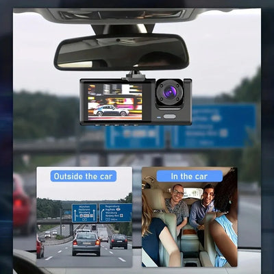 Dashcam mit IR-Nachtsicht & 3 Kameras – 1080P, Loop-Aufnahme, 2" IPS-Display