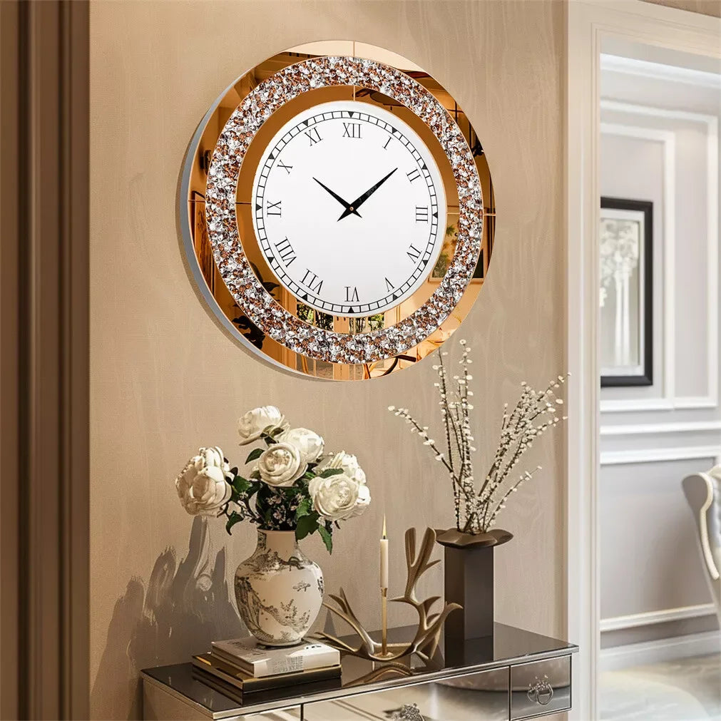 LUVODI 32 Zoll 3D Wanduhr mit Diamantkristallen und römischen Ziffern