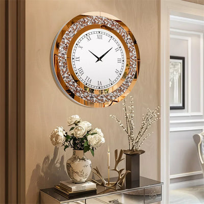LUVODI 32 Zoll 3D Wanduhr mit Diamantkristallen und römischen Ziffern
