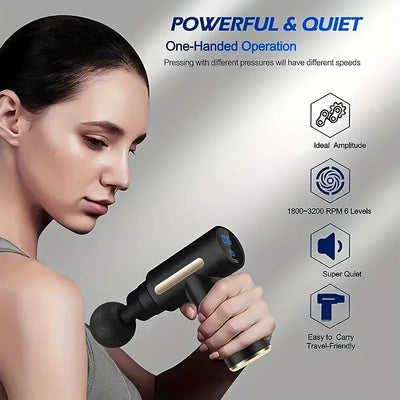 Mini Tragbare Faszien Massagepistole Elektrischer Perkussions-Massager für Körperentspannung, LED-Touchscreen, 4 Massageköpfe