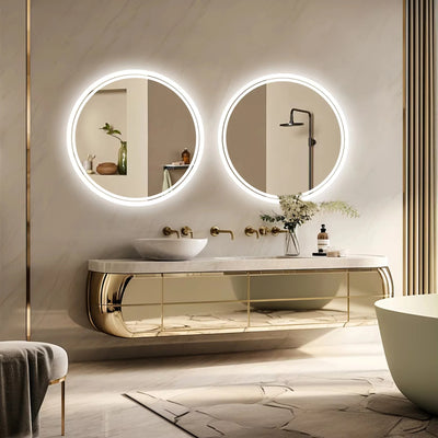 HD Smart Badezimmerspiegel mit LED-Beleuchtung – Rund, Wandmontage, Beleuchteter Spiegel