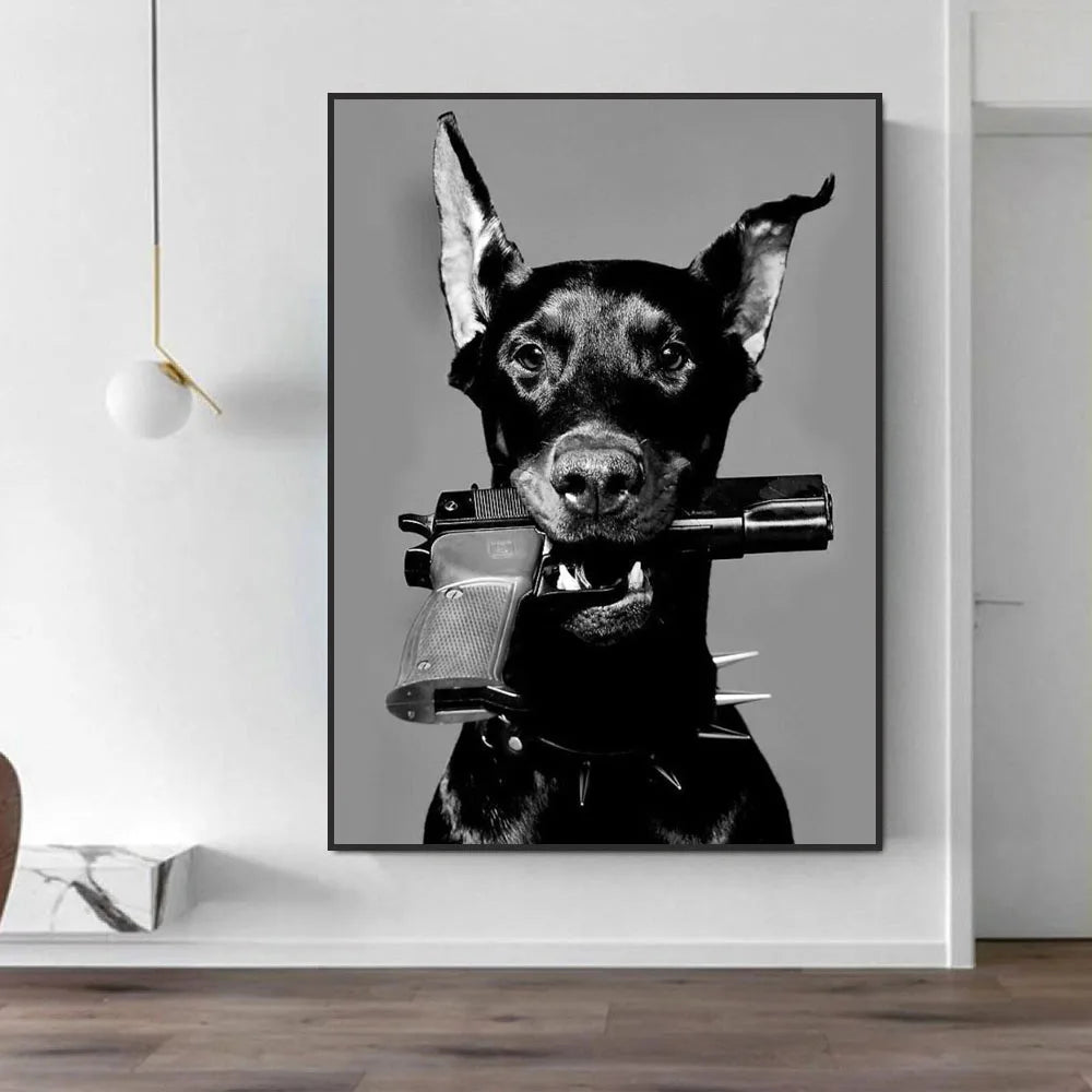 Elegante Dobermann-Wandkunst: Luxus-Tierportrait für stilvolle Wohnräume