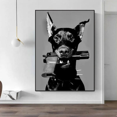 Elegante Dobermann-Wandkunst: Luxus-Tierportrait für stilvolle Wohnräume