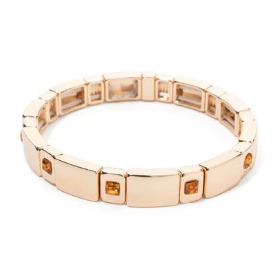 Goldene Stretch-Armbänder mit bunten Kristallen
