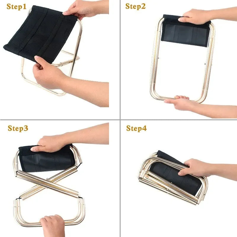 Outdoor Camping Stuhl Goldene Aluminium Legierung Klappstuhl mit Tasche und Hocker