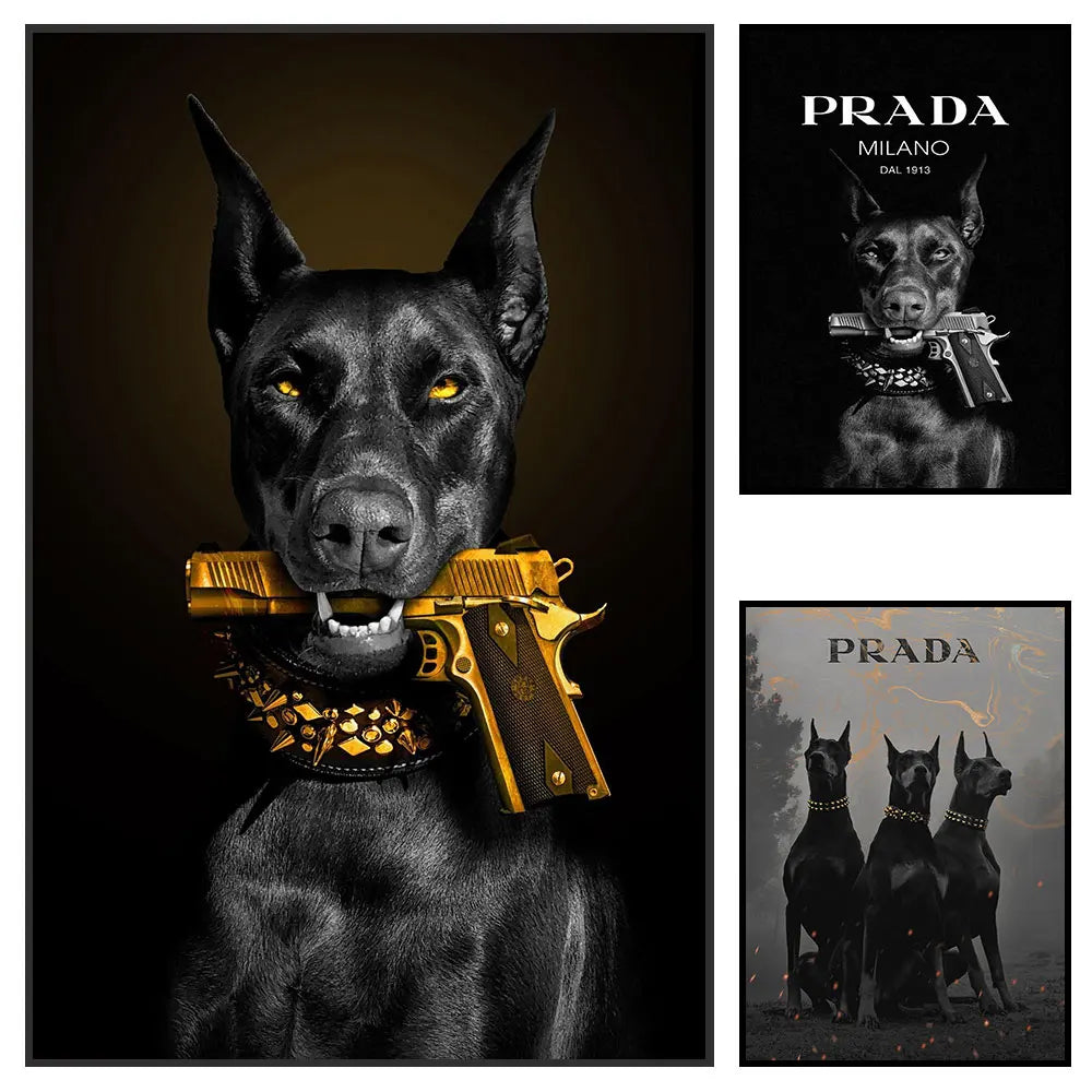 Elegante Dobermann-Wandkunst: Luxus-Tierportrait für stilvolle Wohnräume