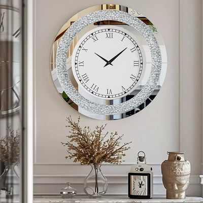 LUVODI 32 Zoll 3D Wanduhr mit Diamantkristallen und römischen Ziffern
