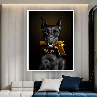 Elegante Dobermann-Wandkunst: Luxus-Tierportrait für stilvolle Wohnräume
