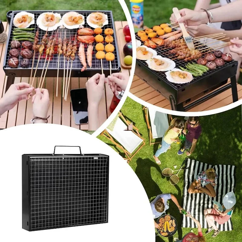 Tragbarer Klappbarer BBQ Grill aus Edelstahl für Outdoor, Reisen und Picknick