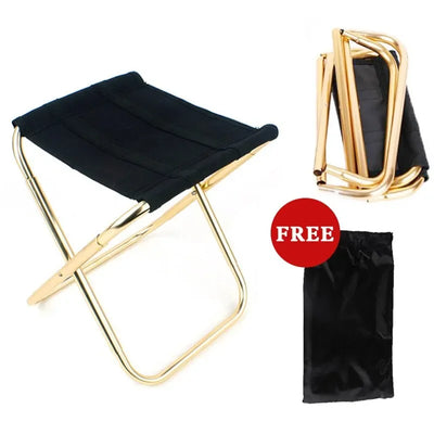 Outdoor Camping Stuhl Goldene Aluminium Legierung Klappstuhl mit Tasche und Hocker