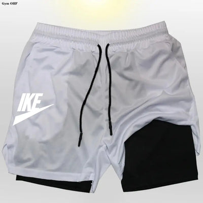 Herren 2-in-1 Sportshorts Doppellagig Sommer Fitness Jogging Running Trainingsshorts Elastisch