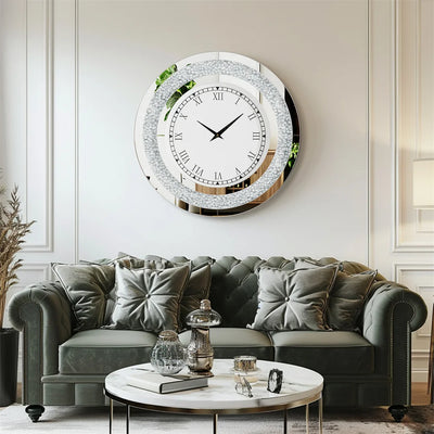 LUVODI 32 Zoll 3D Wanduhr mit Diamantkristallen und römischen Ziffern
