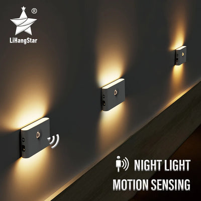 LED Induktions-Nachtlicht Wireless USB-Aufladung Bewegungsmelder Wandlicht für Schlafzimmer Flur Schrank Bad