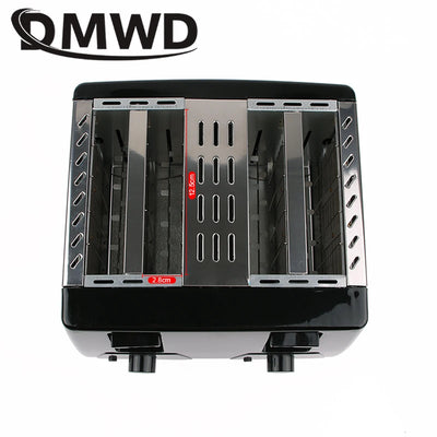 Elektrischer Toaster für 4 Scheiben – Edelstahl Sandwichmaker und Grill