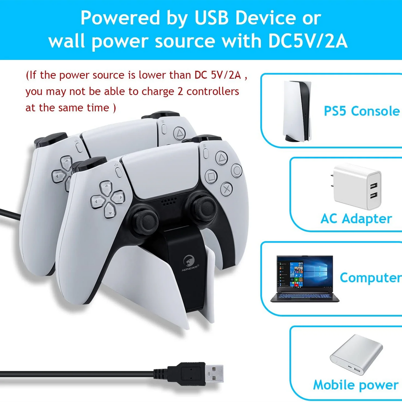 PS5 Controller Lade station mit Dual-Schnellladung Dock und LED-Anzeige für DualSense Wireless Controller