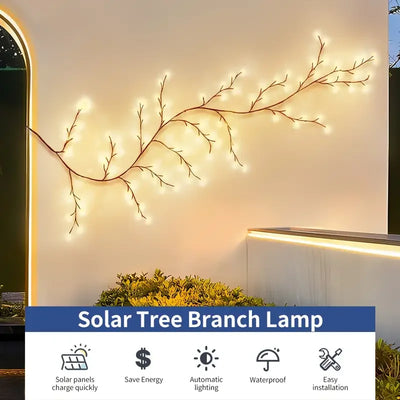 Solarbetriebene Rattan-Weidenzweig-Lichterkette mit 72 LEDs für Hochzeits- und Wohnraumdekoration