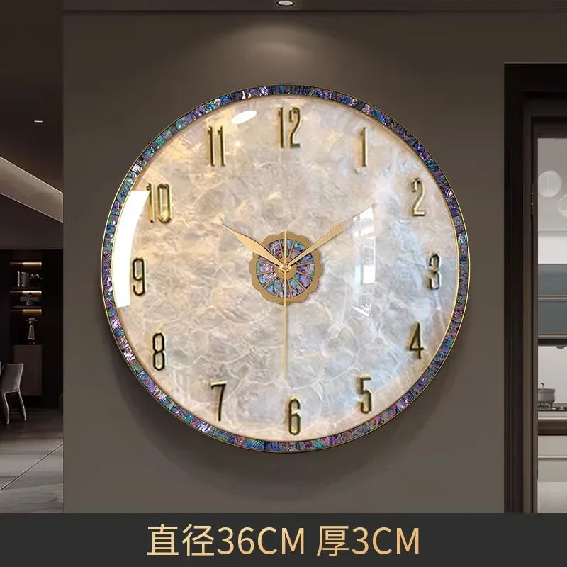 Neue Stille Wanduhr: Luxuriöse High-End Wohnzimmerei mit Muschel-Design