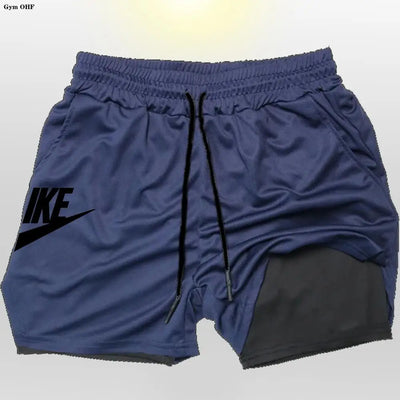 Herren 2-in-1 Sportshorts Doppellagig Sommer Fitness Jogging Running Trainingsshorts Elastisch
