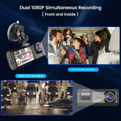 Dashcam mit IR-Nachtsicht & 3 Kameras – 1080P, Loop-Aufnahme, 2" IPS-Display