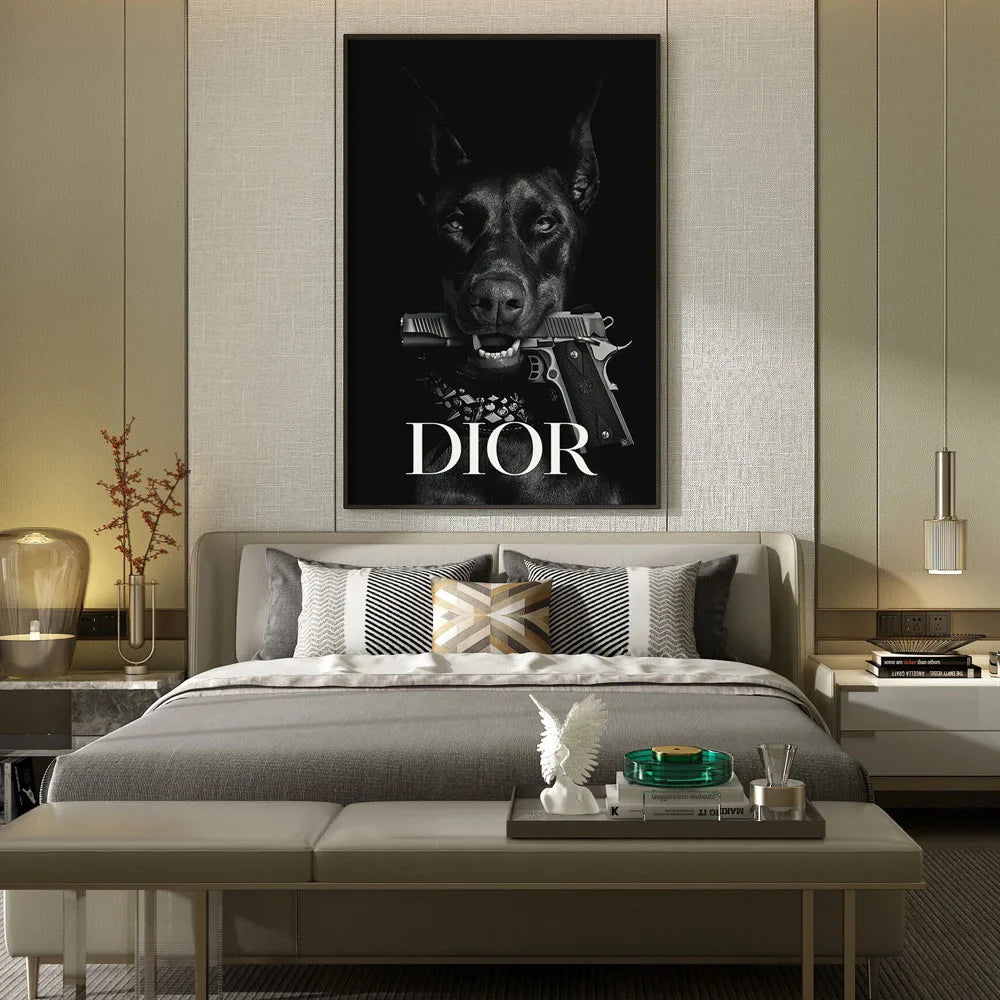 Elegante Dobermann-Wandkunst: Luxus-Tierportrait für stilvolle Wohnräume