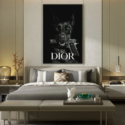 Elegante Dobermann-Wandkunst: Luxus-Tierportrait für stilvolle Wohnräume
