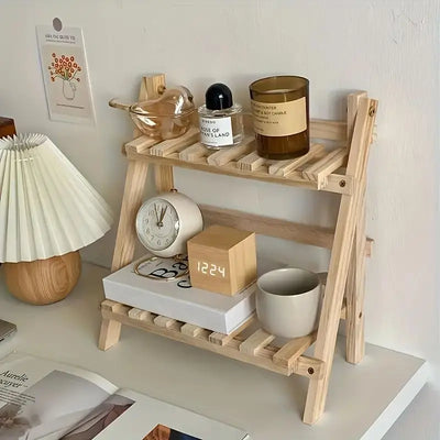 Holzregal mit 2 Ebenen - Schreibtisch-Organizer-Regal