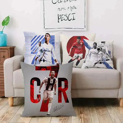 CR7 Kissenbezug | Cartoon Cristiano Ronaldo | Doppelseitig bedruckt | Kuscheliger Sofabezug
