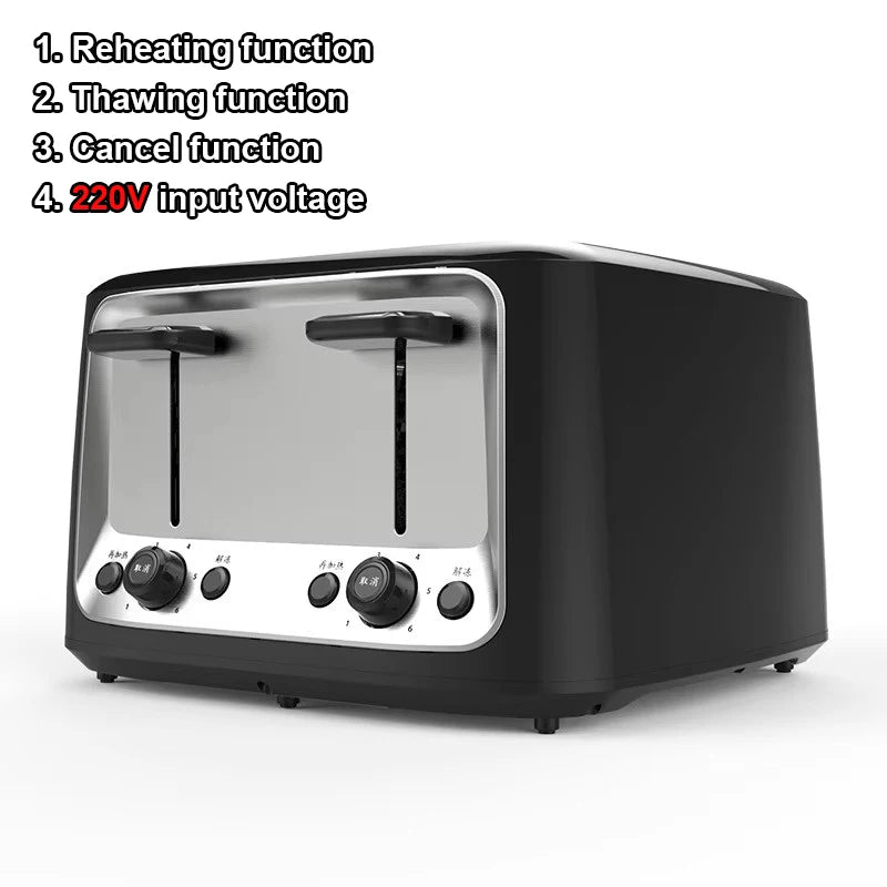 Elektrischer Toaster für 4 Scheiben – Edelstahl Sandwichmaker und Grill