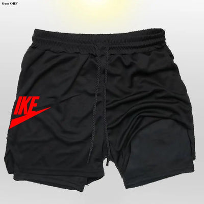 Herren 2-in-1 Sportshorts Doppellagig Sommer Fitness Jogging Running Trainingsshorts Elastisch